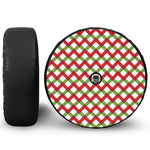 Merry Christmas Checkered Pattern Print Tire Cover With Camera Hole