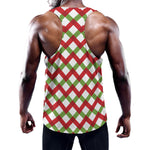 Merry Christmas Checkered Pattern Print Training Tank Top