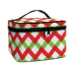Merry Christmas Checkered Pattern Print Travel Makeup Bag