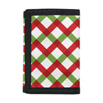 Merry Christmas Checkered Pattern Print Trifold Wallet