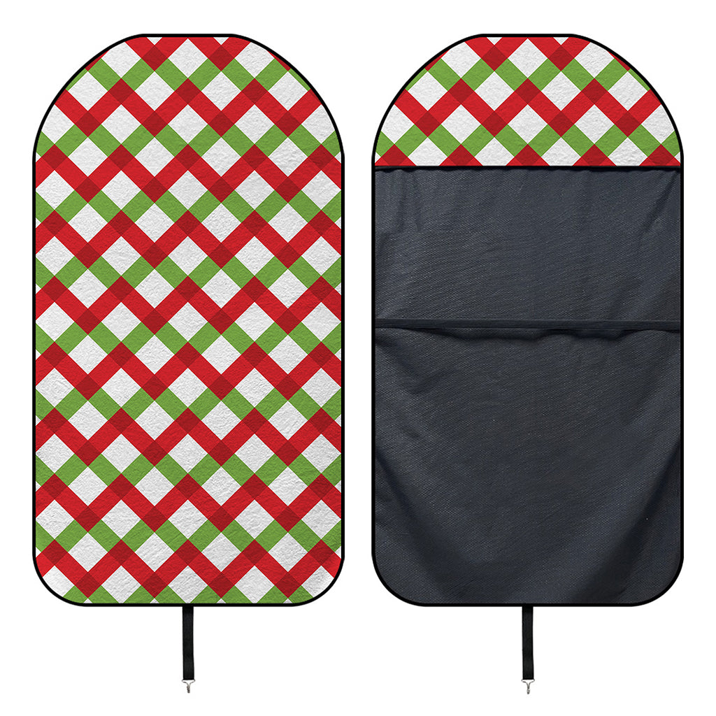Merry Christmas Checkered Pattern Print Waterproof Car Seat Cover