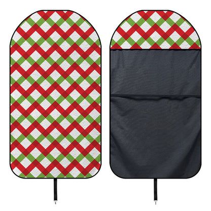 Merry Christmas Checkered Pattern Print Waterproof Car Seat Cover