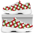 Merry Christmas Checkered Pattern Print White Chunky Shoes