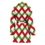 Merry Christmas Checkered Pattern Print Women's Bathrobe