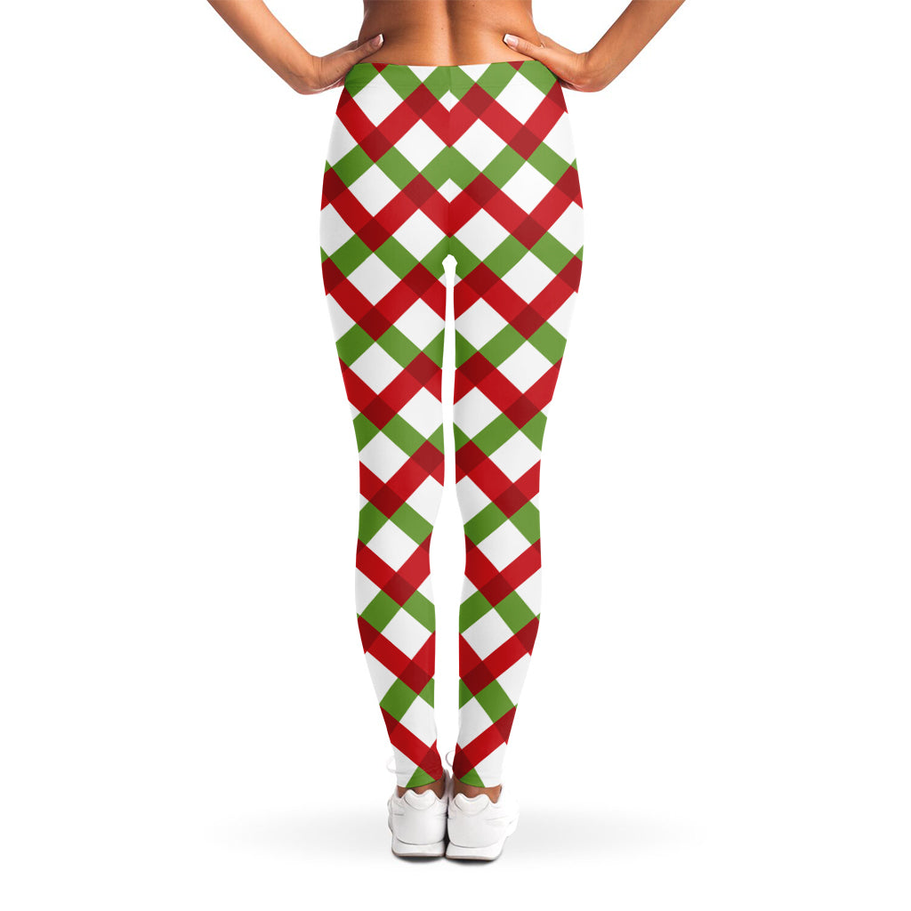 Merry Christmas Checkered Pattern Print Women's Leggings