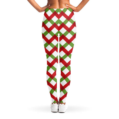 Merry Christmas Checkered Pattern Print Women's Leggings