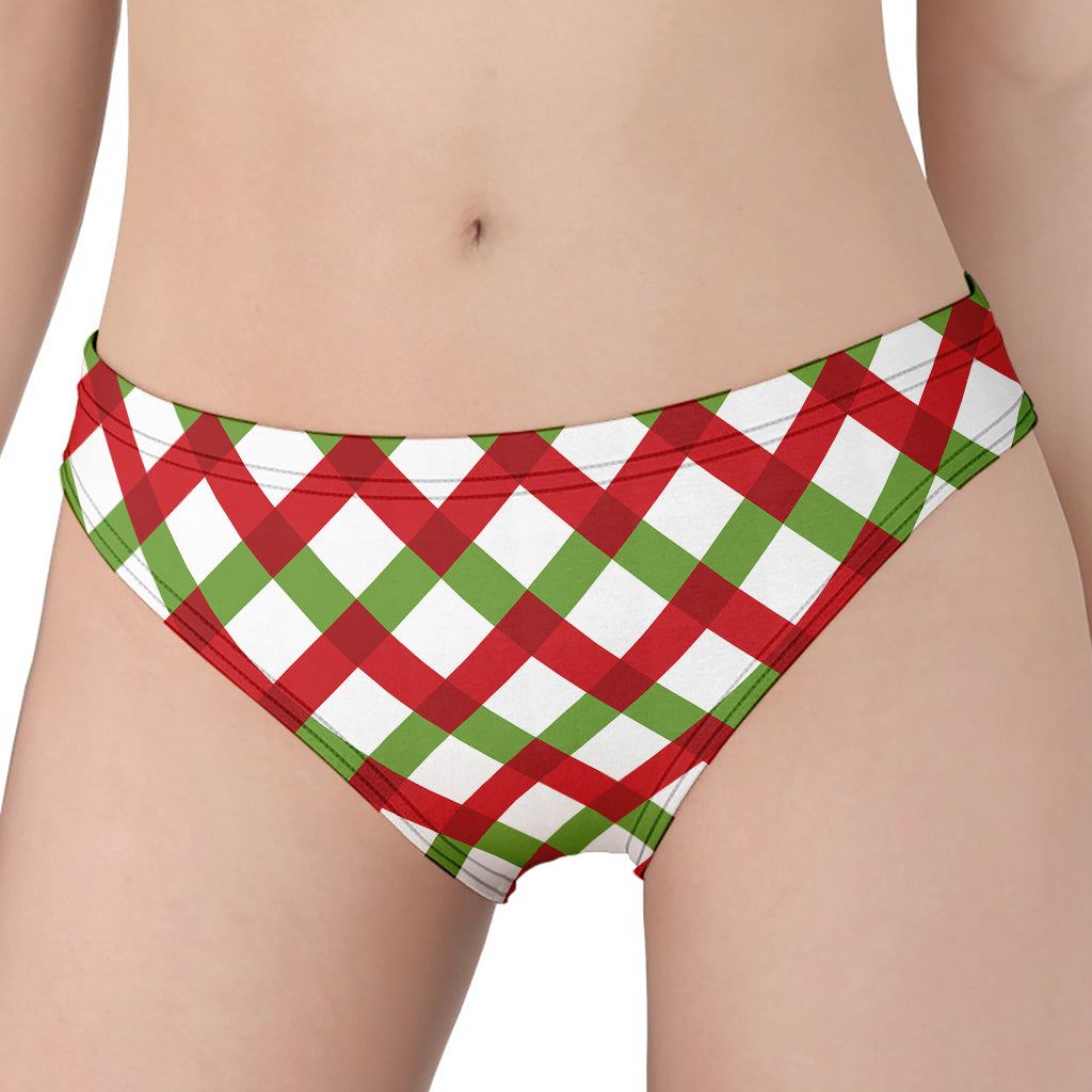 Merry Christmas Checkered Pattern Print Women's Panties