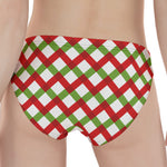 Merry Christmas Checkered Pattern Print Women's Panties