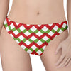 Merry Christmas Checkered Pattern Print Women's Thong