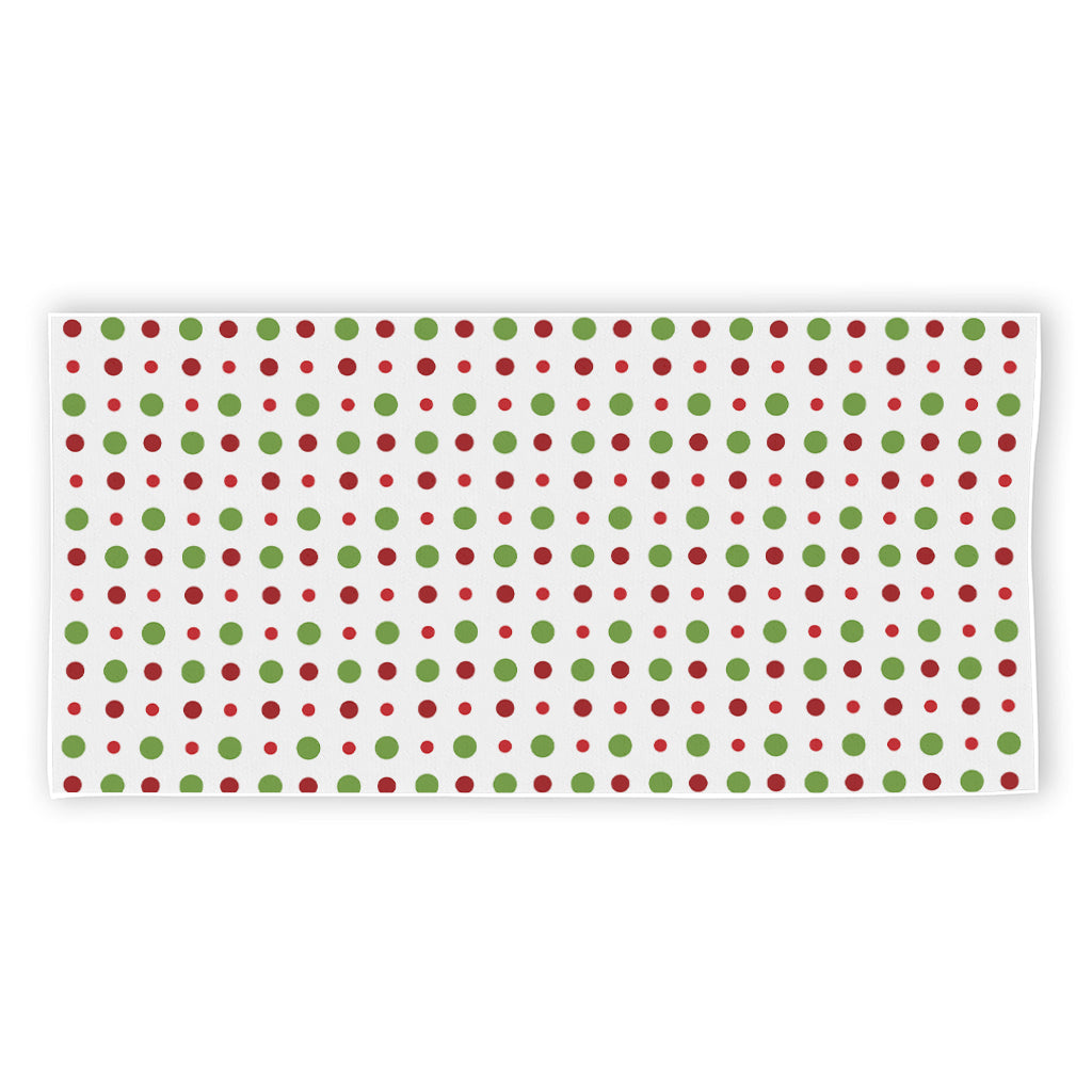 Merry Christmas Dots Pattern Print Beach Towel