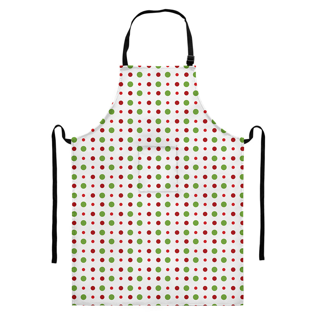 Merry Christmas Dots Pattern Print Bib Apron With Pocket