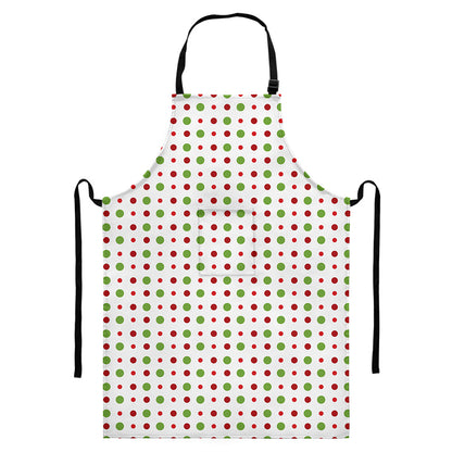 Merry Christmas Dots Pattern Print Bib Apron With Pocket