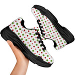 Merry Christmas Dots Pattern Print Black Chunky Shoes