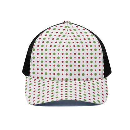 Merry Christmas Dots Pattern Print Black Mesh Trucker Cap