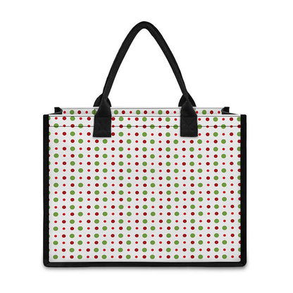 Merry Christmas Dots Pattern Print Canvas Tote Bag