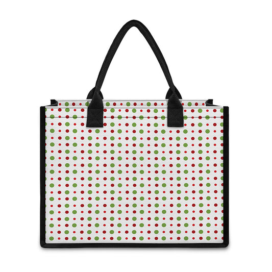 Merry Christmas Dots Pattern Print Canvas Tote Bag