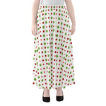 Merry Christmas Dots Pattern Print Chiffon Maxi Skirt