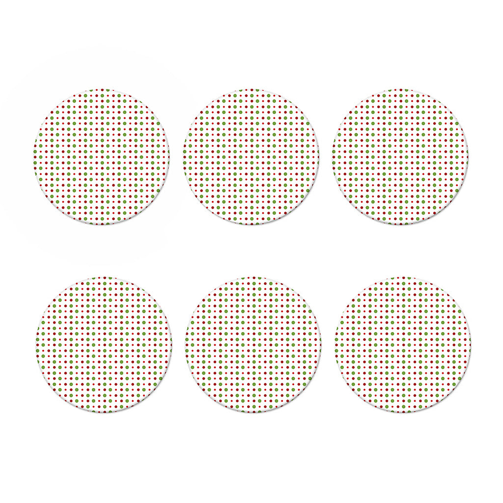 Merry Christmas Dots Pattern Print Coaster Set