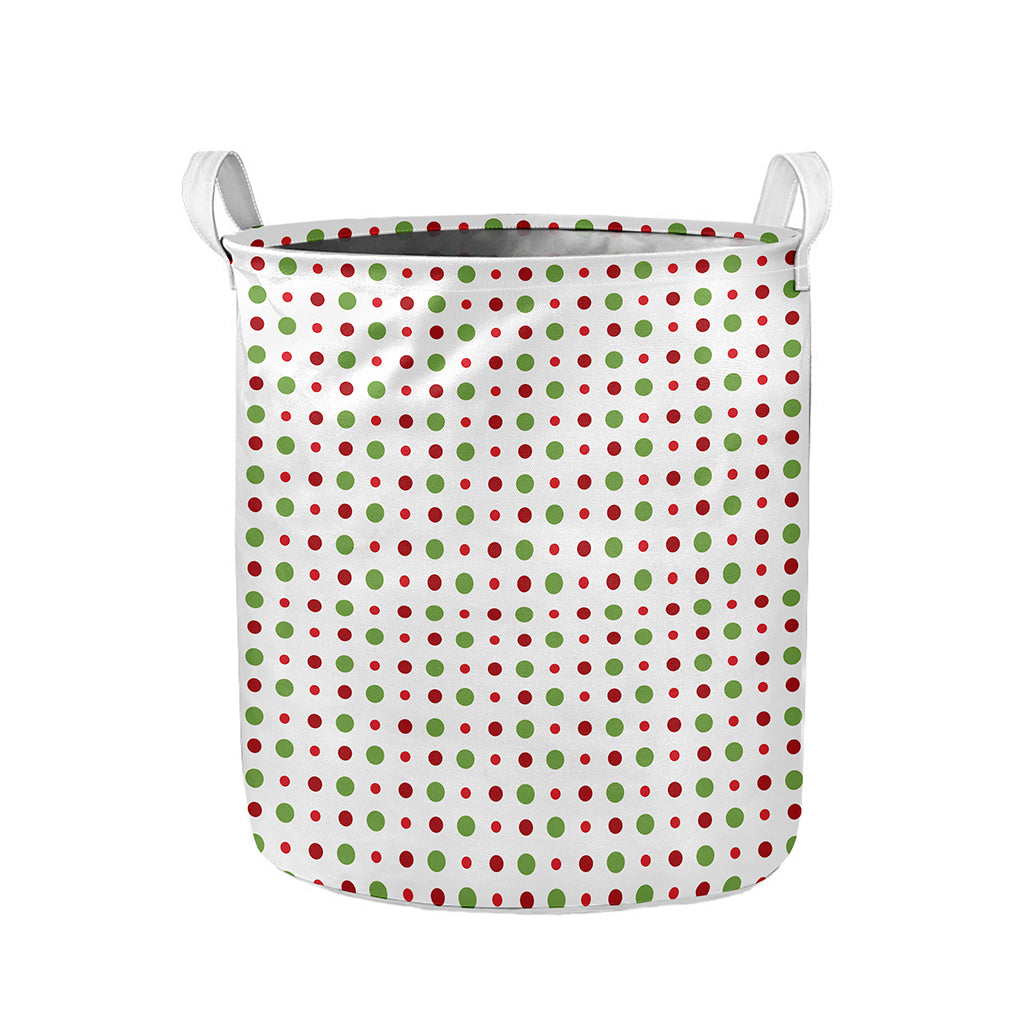 Merry Christmas Dots Pattern Print Collapsible Laundry Basket