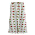 Merry Christmas Dots Pattern Print Cotton Front Slit Maxi Skirt