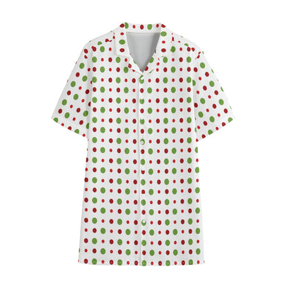 Merry Christmas Dots Pattern Print Cotton Hawaiian Shirt