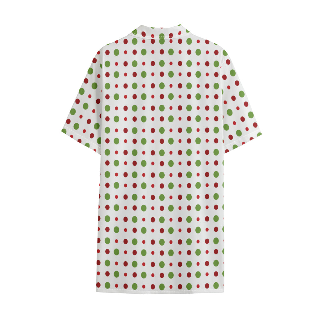 Merry Christmas Dots Pattern Print Cotton Hawaiian Shirt