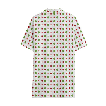 Merry Christmas Dots Pattern Print Cotton Hawaiian Shirt