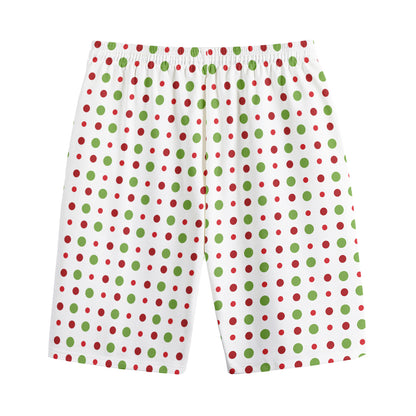 Merry Christmas Dots Pattern Print Cotton Shorts
