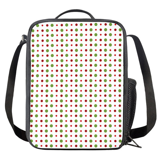 Merry Christmas Dots Pattern Print Crossbody Lunch Bag