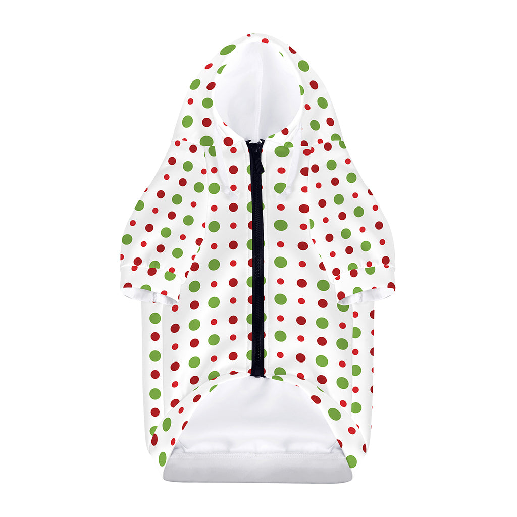 Merry Christmas Dots Pattern Print Dog Zip Up Hoodie