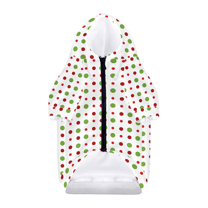 Merry Christmas Dots Pattern Print Dog Zip Up Hoodie