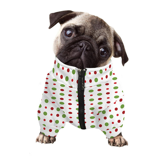 Merry Christmas Dots Pattern Print Dog Zip Up Jacket