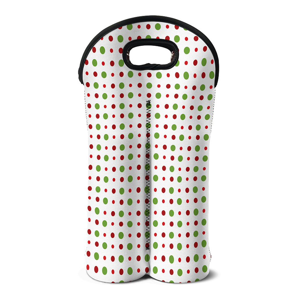 Merry Christmas Dots Pattern Print Double Neoprene Wine Tote