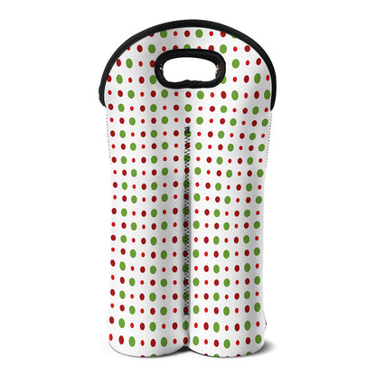 Merry Christmas Dots Pattern Print Double Neoprene Wine Tote