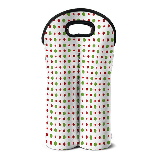 Merry Christmas Dots Pattern Print Double Neoprene Wine Tote