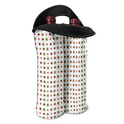 Merry Christmas Dots Pattern Print Double Neoprene Wine Tote