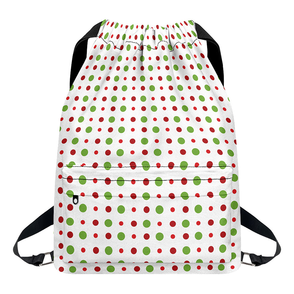 Merry Christmas Dots Pattern Print Drawstring Backpack