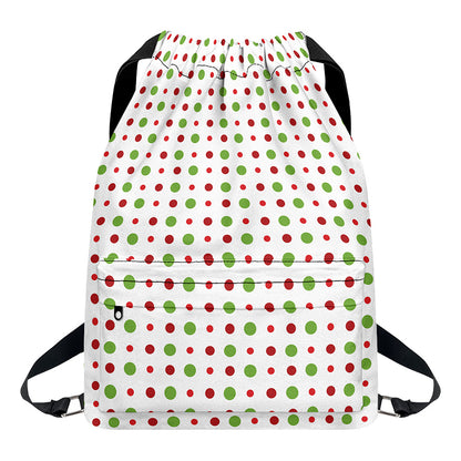 Merry Christmas Dots Pattern Print Drawstring Backpack