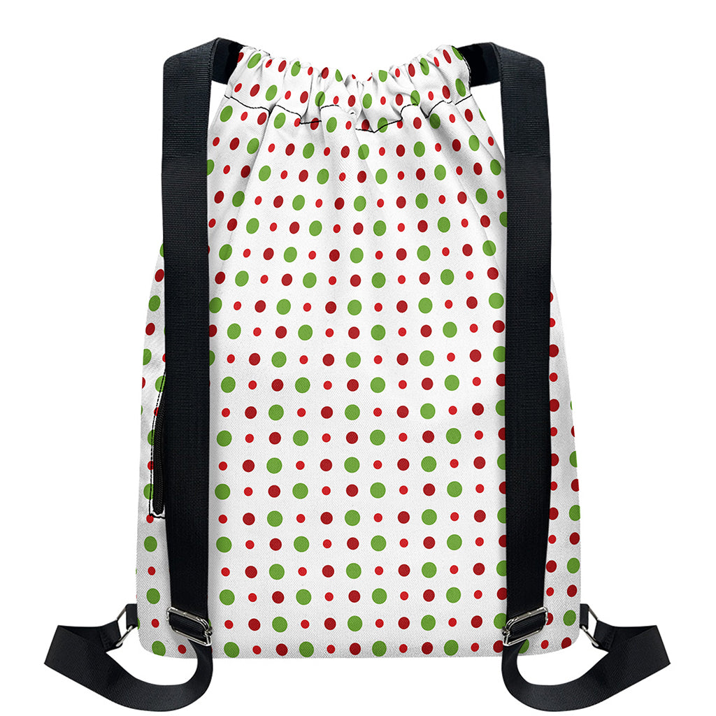 Merry Christmas Dots Pattern Print Drawstring Backpack