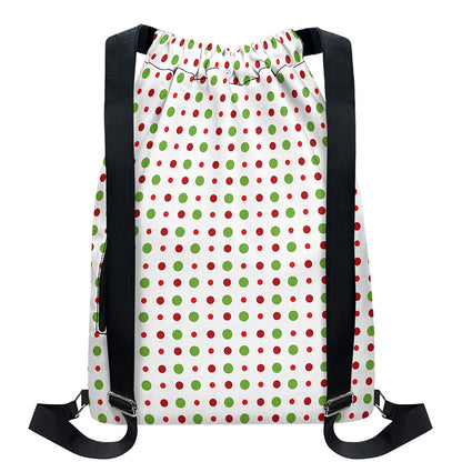 Merry Christmas Dots Pattern Print Drawstring Backpack