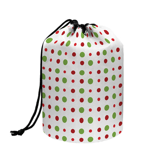 Merry Christmas Dots Pattern Print Drawstring Makeup Bag
