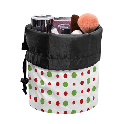 Merry Christmas Dots Pattern Print Drawstring Makeup Bag