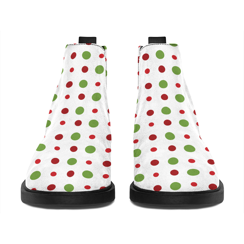 Merry Christmas Dots Pattern Print Flat Ankle Boots