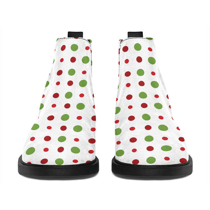 Merry Christmas Dots Pattern Print Flat Ankle Boots