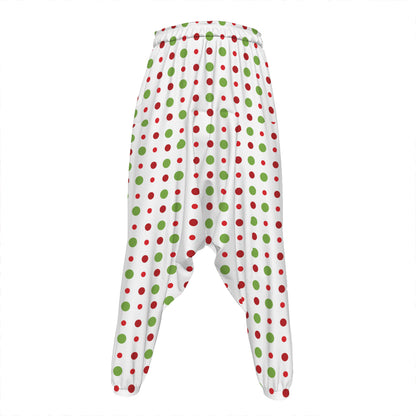 Merry Christmas Dots Pattern Print Hammer Pants