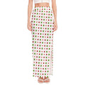 Merry Christmas Dots Pattern Print High Slit Maxi Skirt