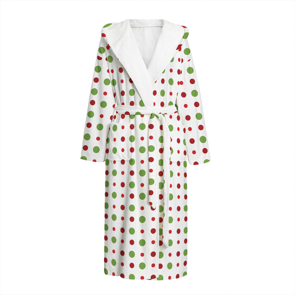 Merry Christmas Dots Pattern Print Hooded Bathrobe