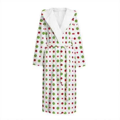 Merry Christmas Dots Pattern Print Hooded Bathrobe