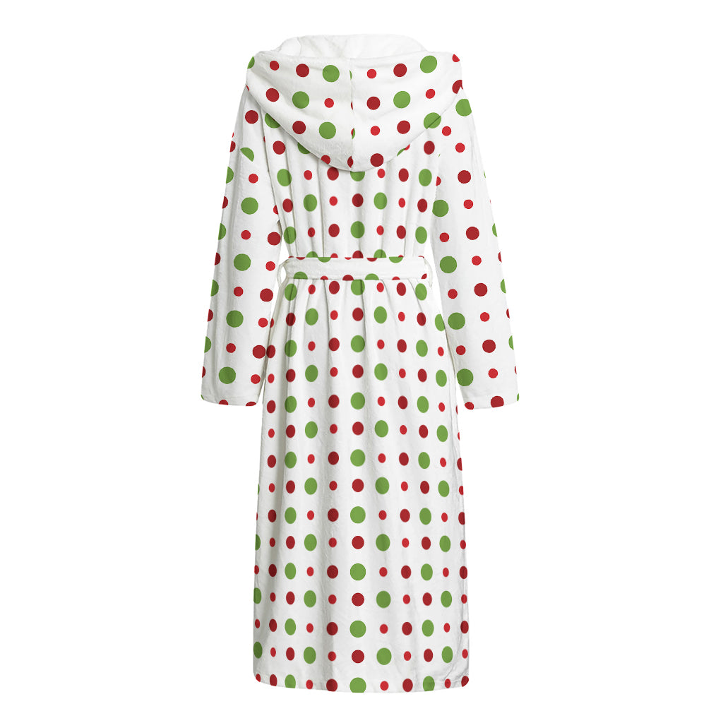 Merry Christmas Dots Pattern Print Hooded Bathrobe