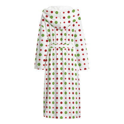 Merry Christmas Dots Pattern Print Hooded Bathrobe
